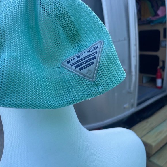 Blue and White Trucker Hat with Fish Flag Patch distressed look. - Picture 3 of 6